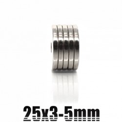 N35 - neodymium magnet - round countersunk disc - 25 * 3mm - with 5mm hole - 5 piecesN35