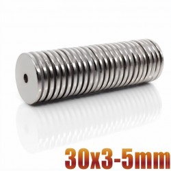 N35 - neodymium magnet - round countersunk disc - 30 * 3mm - with 5mm holeN35