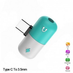 USB type-C - 3.5mm jack - aux audio charger - OTG converter - adapter - capsule shapeSplitters