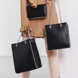 Retro shoulder bag - with rivets / chain strap - leatherHandbags