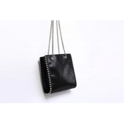 Retro shoulder bag - with rivets / chain strap - leatherHandbags