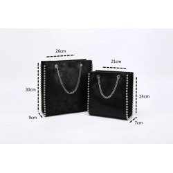 Retro shoulder bag - with rivets / chain strap - leatherHandbags