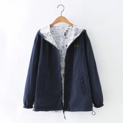 Spring / autumn hooded jacket - two sided - with zipper - cartoon printJackets