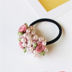 Elegant elastic hair band - with flowers / beaded pearlsHair clips