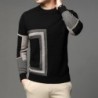 Fashionable warm men's sweater - knitted wool - geometric printHoodies & Sweatshirt