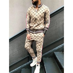 Fashionable sports tracksuit - sweatshirt with a zipper / long pants - slim fit - 3D printingPants