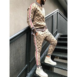 Fashionable sports tracksuit - sweatshirt with a zipper / long pants - slim fit - 3D printingPants