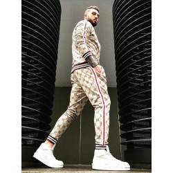Fashionable sports tracksuit - sweatshirt with a zipper / long pants - slim fit - 3D printingPants