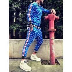 Fashionable sports tracksuit - sweatshirt with a zipper / long pants - slim fit - 3D printingPants