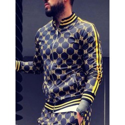 Fashionable sports tracksuit - sweatshirt with a zipper / long pants - slim fit - 3D printingPants