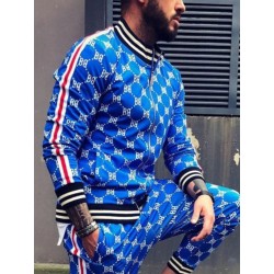 Fashionable sports tracksuit - sweatshirt with a zipper / long pants - slim fit - 3D printingPants