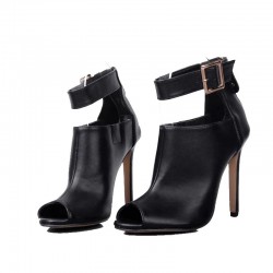 Sexy high heel boots - with metal buckle - open toeHigh heels