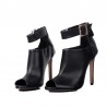 Sexy high heel boots - with metal buckle - open toeHigh heels