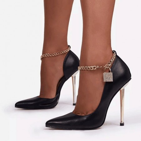 Elegant high heel pumps - with a metal ankle chainHigh heels