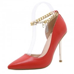 Elegant high heel pumps - with a metal ankle chainHigh heels