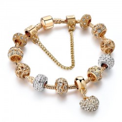 Luxurious gold bracelet - with crystal beads / heartBracelets