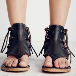 Summer vintage sandals - flat gladiators - with back zipper / lacesSandals