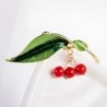 Green leaf / 3 cherries - elegant broochBrooches
