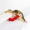 Green leaf / 3 cherries - elegant broochBrooches