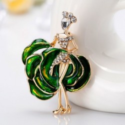 Dancing girl / rose shaped dress - crystal broochBrooches