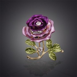 Crystal double color rose with crystal - broochBrooches