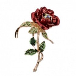 Three-leaf crystal rose - broochBrooches