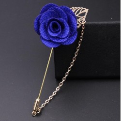 Fashionable brooch with rose / chain - long needle - unisexBrooches