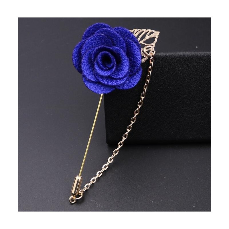 Fashionable brooch with rose / chain - long needle - unisexBrooches