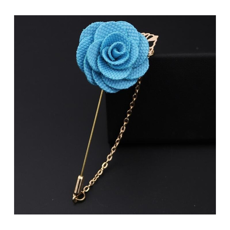 Fashionable brooch with rose / chain - long needle - unisexBrooches