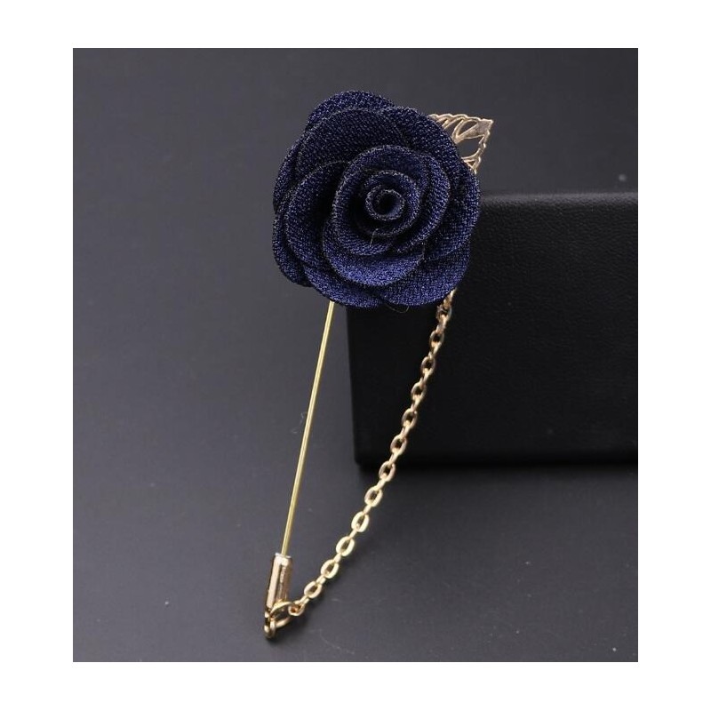 Fashionable brooch with rose / chain - long needle - unisexBrooches