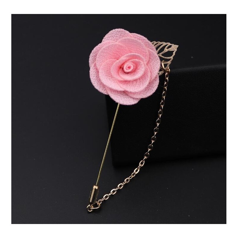 Fashionable brooch with rose / chain - long needle - unisexBrooches
