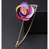 Fashionable brooch with rose / chain - long needle - unisexBrooches