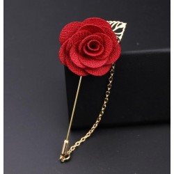 Fashionable brooch with rose / chain - long needle - unisexBrooches