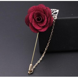 Fashionable brooch with rose / chain - long needle - unisexBrooches