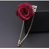 Fashionable brooch with rose / chain - long needle - unisexBrooches