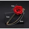 Fashionable brooch with rose / chain - long needle - unisexBrooches
