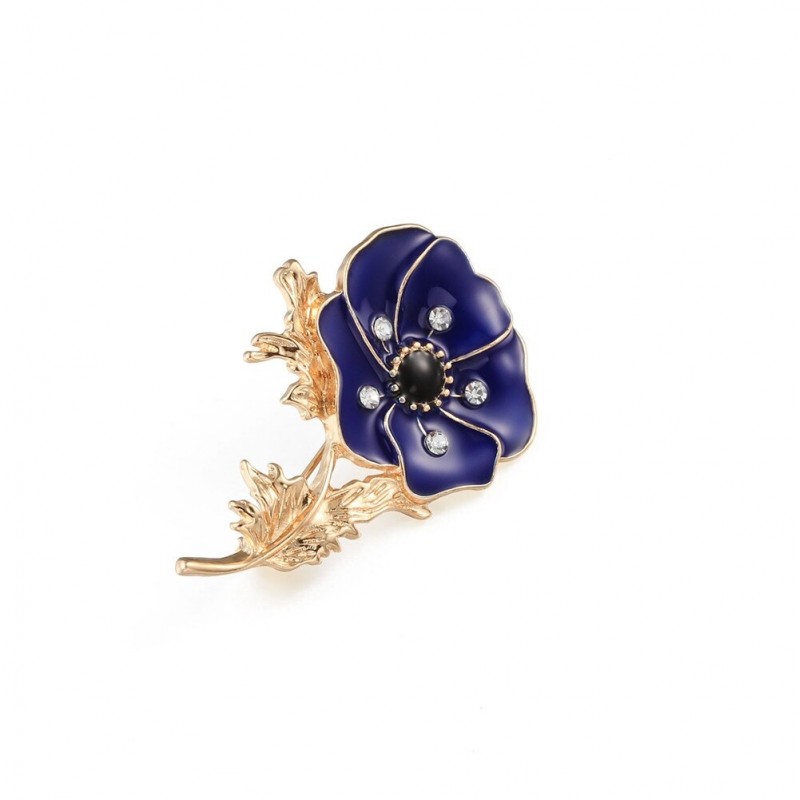Small enamel flower with crystals - vintage broochBrooches