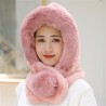 Fur winter hat with scarf - balaclava with pom pomScarves