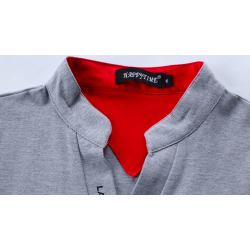 Classic elegant t-shirt - with mandarin collar - long sleeve - slim fit - cottonT-shirts