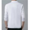 Elegant t-shirt - long sleeve - mandarin collar with buttons - cottonT-shirts