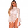 Sexy bodysuit - floral lace - with half turtleneck - long sleeve - open backBlouses & shirts
