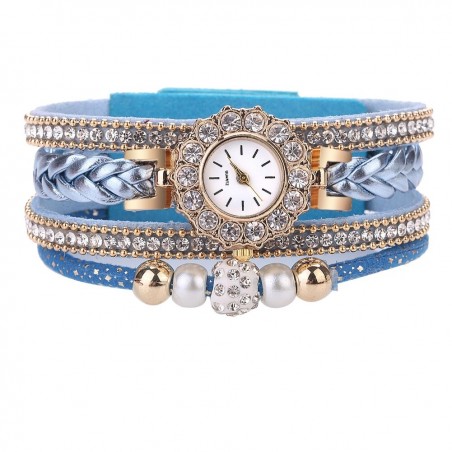 Multilayer bracelet with a round watch - crystals / beadsBracelets