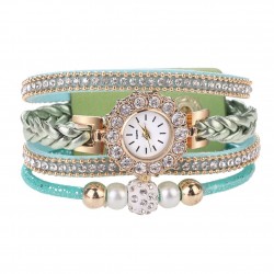 Multilayer bracelet with a round watch - crystals / beadsBracelets