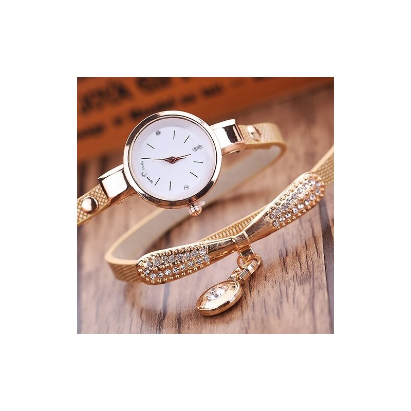 Fashionable multi-layer bracelet with a watch / crystalsBracelets