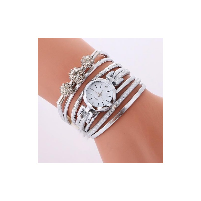 Vintage multilayer bracelet - with a round watch / crystalsBracelets