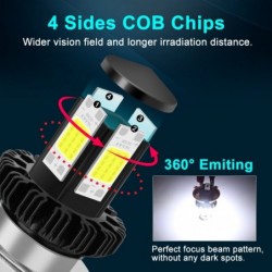 Motorcycle headlight LED bulb - 6000K white - BA20D / H4 - Hi Lo beam - 12V - 1200LMH4