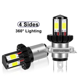 Motorcycle headlight LED bulb - 6000K white - BA20D / H4 - Hi Lo beam - 12V - 1200LMH4