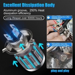 Motorcycle light bulb - H4 / BA20D / P15D - 12V - LED High / Low Beam - 1200LMLights