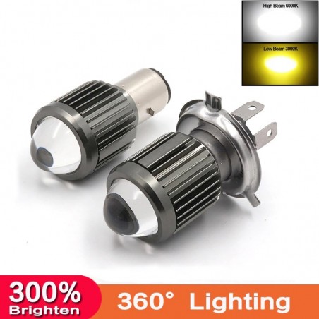 Motorcycle light bulb - H4 / BA20D / P15D - 12V - LED High / Low Beam - 1200LMLights