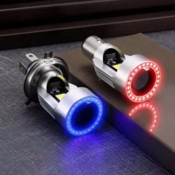 Motorcycle / car light bulb - LED - DRL - Angel Eye - blue / pink - H4 - BA20DDaytime Running Lights (DRL)